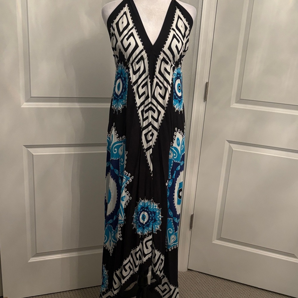 Island Escape Black and Teal Maxi Dress Never Worn